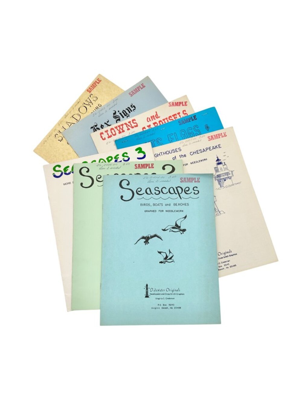 Vtg Lot of 8 Needlework Pattern Booklets By Virginia Creekman 1978-80 Seascapes